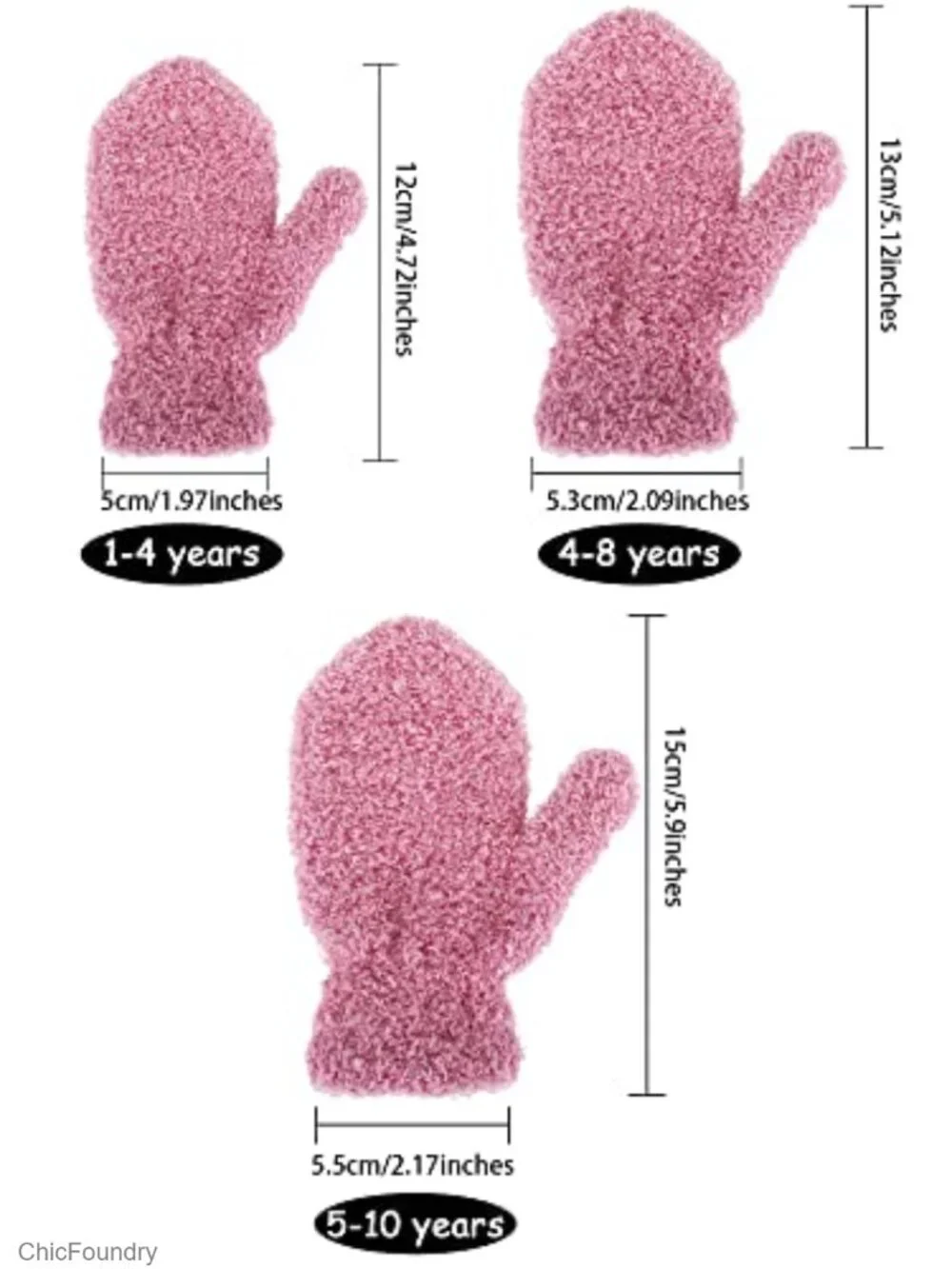 5 Pairs Winter Knit Gloves Stretch Full Finger Mittens for Kids Toddler 1-10